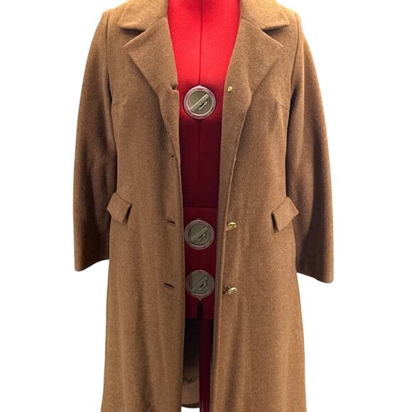 Shagmoor Vintage ILGWU Made Brown Wool Long Trench Coat Jacket Women Medium - Picture 9 of 13